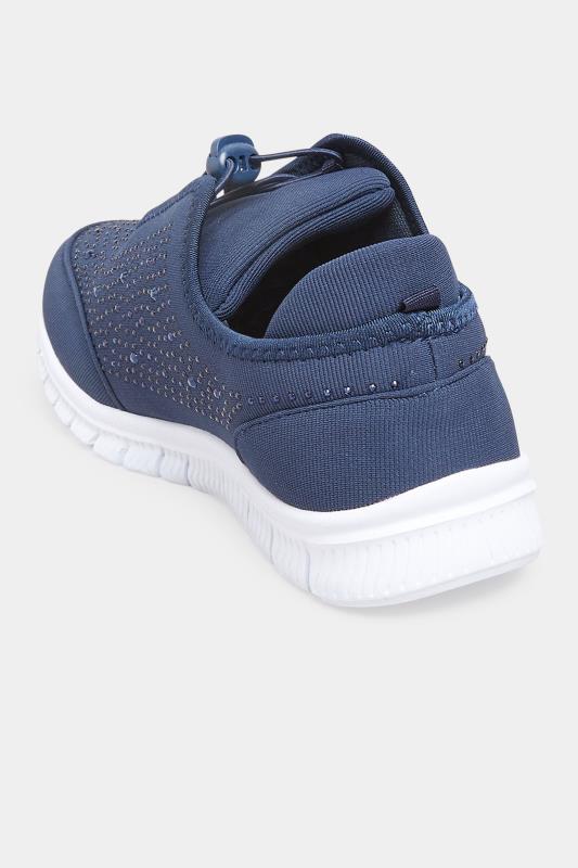 Extra Wide Fit Navy Blue Embellished Trainers In EEE Fit | Yours Clothing 4