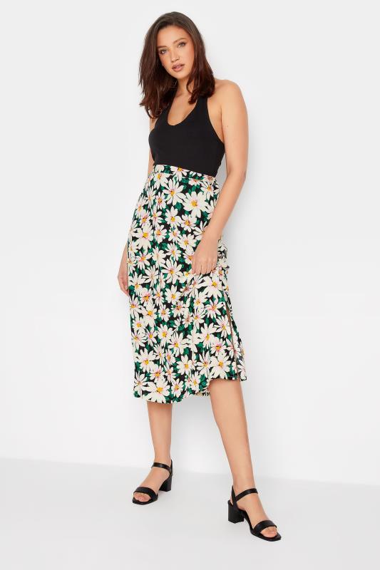LTS Tall Women's Black Floral Print A-Line Midi Skirt | Long Tall Sally 2