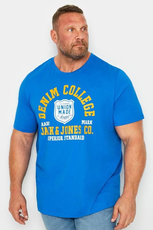 Men's  JACK & JONES Big & Tall Blue Denim College Logo T-Shirt