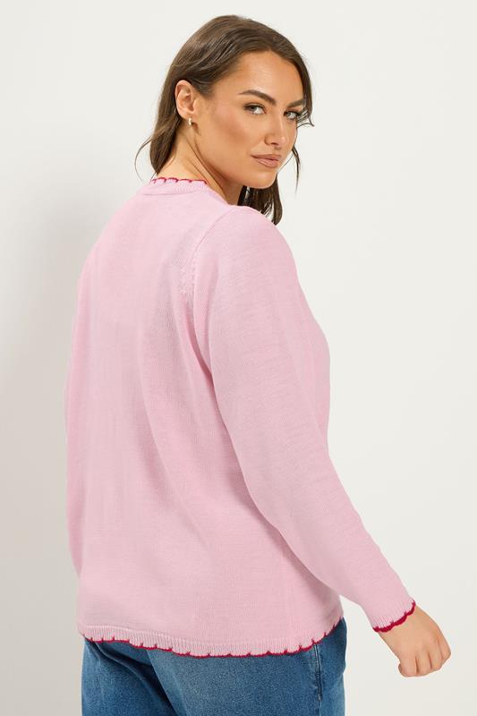 YOURS Plus Size Pink Scallop Edge Cardigan | Yours Clothing 4