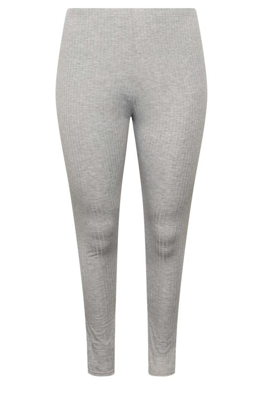 LIMITED COLLECTION Plus Size Grey Marl Ribbed Leggings | Yours Clothing 4