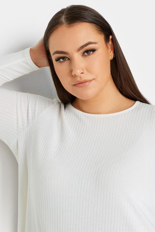 Yours Plus Size White Ribbed Swing T Shirt Yours Clothing 