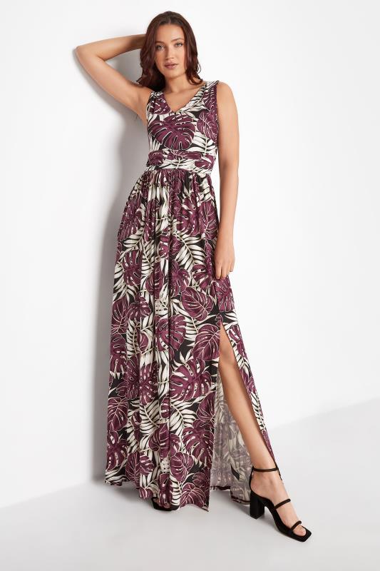 LTS Tall Purple Floral Side Slit Maxi Dress 1