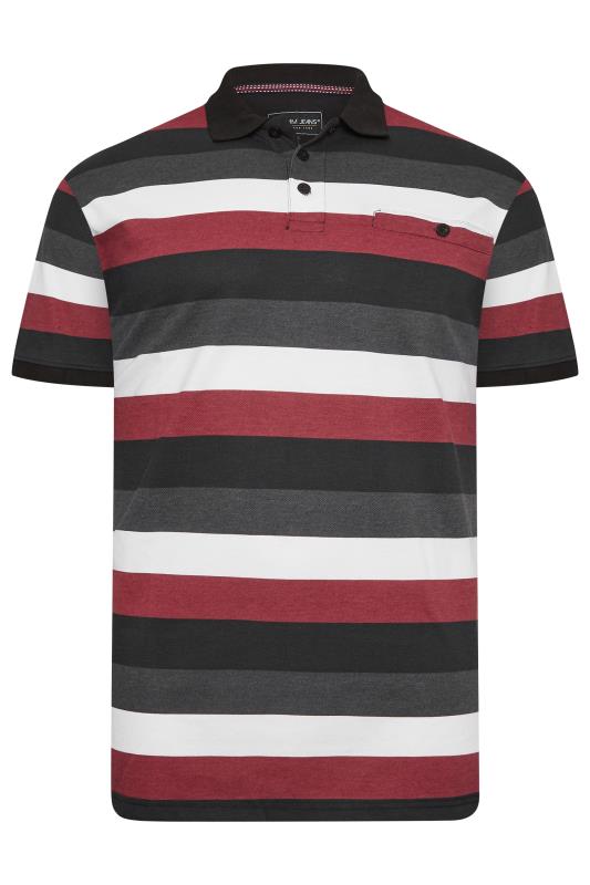 KAM Big & Tall Black & Red Striped Polo Shirt | BadRhino  3