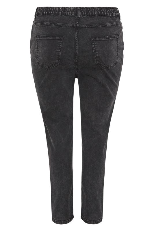 Curve Bleach Black Elasticated Waist MOM Jeans 4