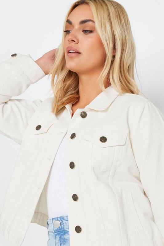 YOURS Plus Size Ivory White Denim Jacket | Yours Clothing 4