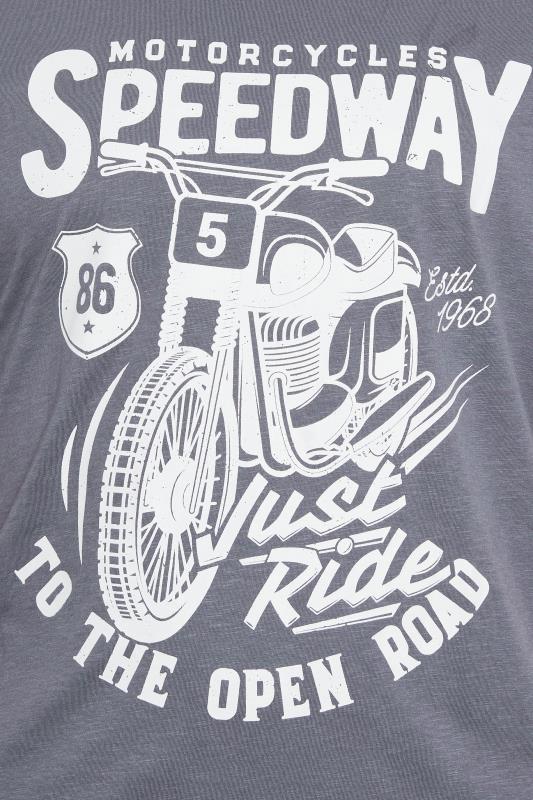 KAM Big & Tall Slate Grey 'Motorcycles Speedway' Slogan Print T-Shirt | BadRhino 2