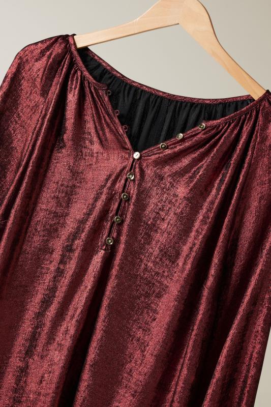 EVANS Plus Size Burgundy Red Satin Long Sleeve Blouse | Evans  6