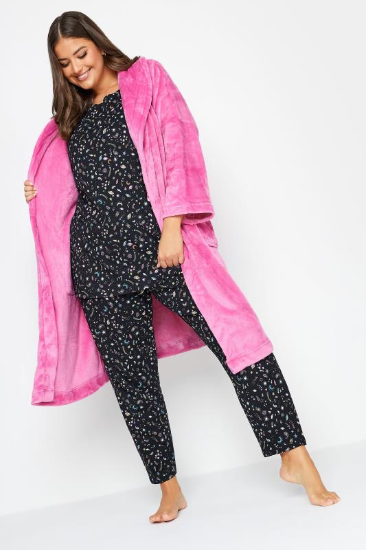 YOURS Plus Size Navy Blue Solar Sky Print Pyjama Set | Yours Clothing 3
