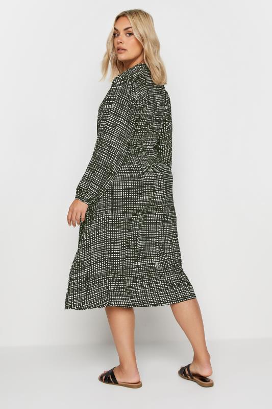 YOURS Plus Size Black & White Grid Check Print Midaxi Shirt Dress | Yours Clothing 4