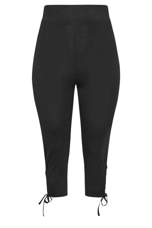YOURS Plus Size Black Tie Hem Cropped Leggings | Yours Clothing 5