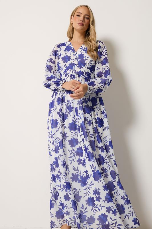 LTS Tall Women's Blue & White Floral Maxi Dress | Long Tall Sally 1