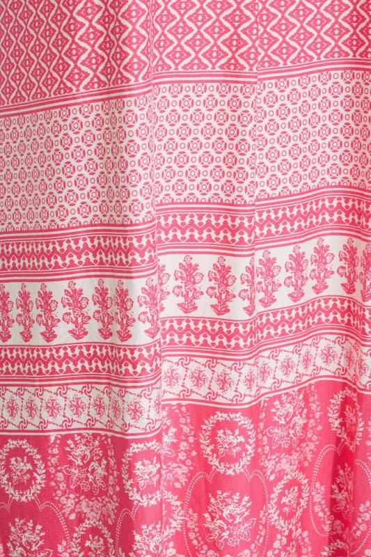 Curve Pink Aztec Print Inverted Pleat Vest Top | Yours Clothing 5