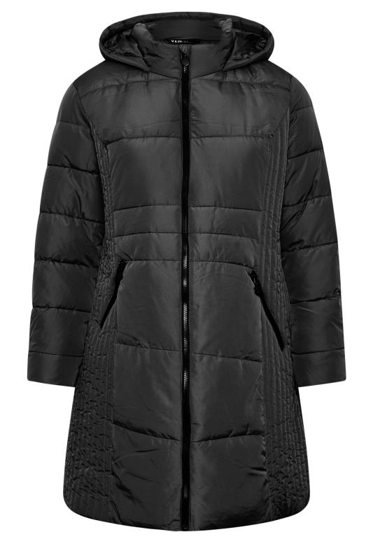 YOURS Curve Black Midi Padded Coat | Yours Clothing 6