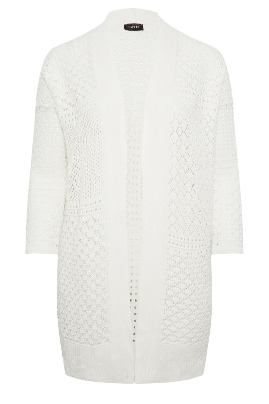 YOURS Plus Size White Pointelle Longline Cardigan | Yours Clothing 6