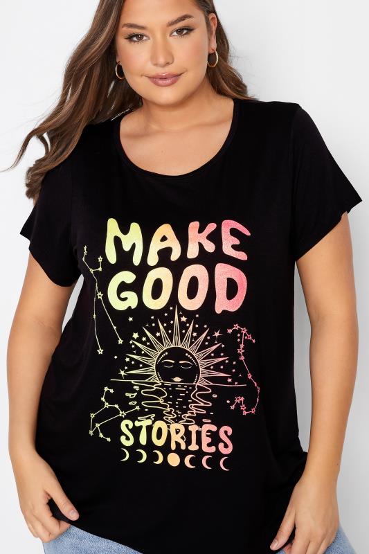 Curve Black 'Make Good Stories' Slogan Graphic Print T-Shirt 4