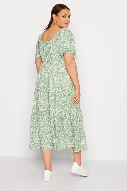 LIMITED COLLECTION Curve Sage Green Daisy Print Maxi Dress 3