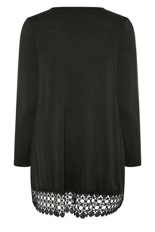 Plus Size Black Crochet Trim Tunic Top | Yours Clothing 7