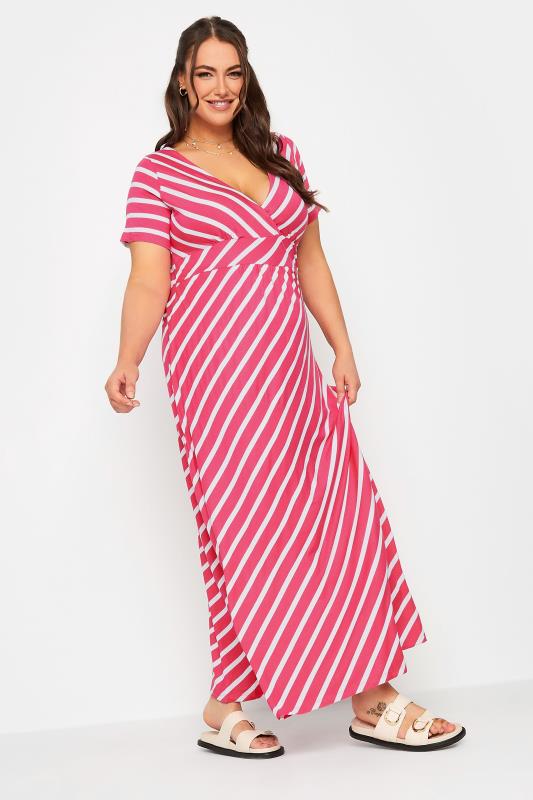 Plus Size Pink Stripe Swing Maxi Dress | Yours Clothing 2