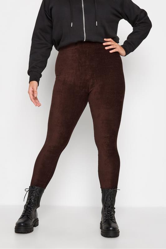 Plus Size Chocolate Brown Cord Leggings | Yours Clothing 2