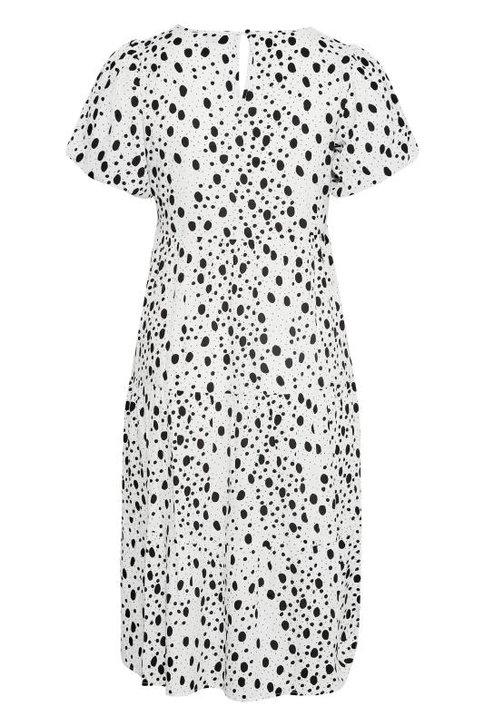 Plus Size White Dalmatian Print Tiered Smock Midaxi Dress | Yours Clothing 7