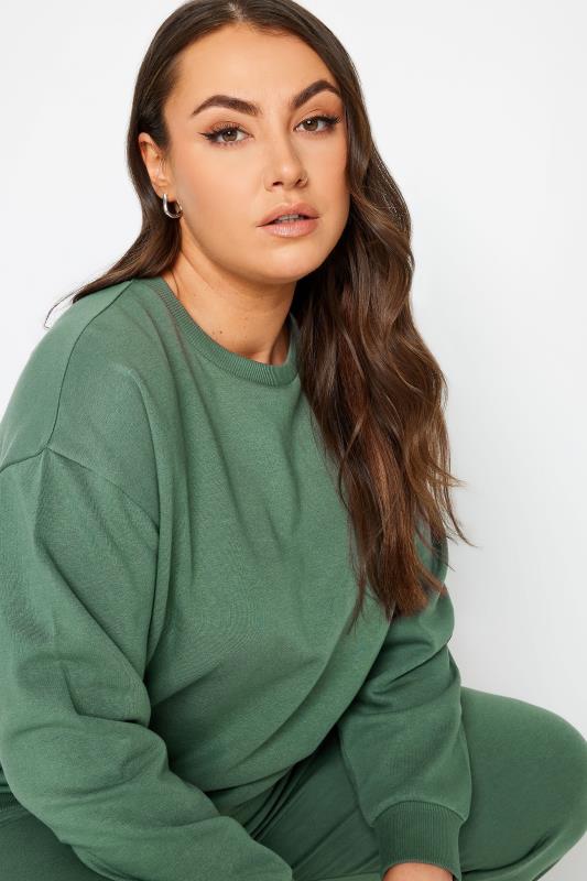 YOURS Plus Size Green Crew Neck Sweatshirt | Yours Clothing 5