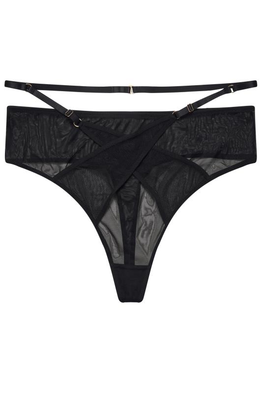 PLAYFUL PROMISES Plus Size Black Eddie Crossover Thong | Yours Clothing 7