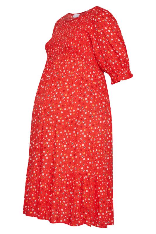 BUMP IT UP MATERNITY Plus Size Red Ditsy Print Tiered Dress | Yours Clothing 6
