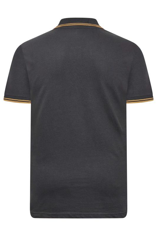BadRhino Big & Tall Charcoal Grey Essential Tipped Polo Shirt 2