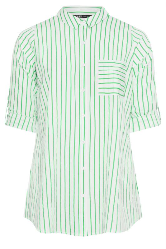 YOURS Plus Size Green & White Stripe Print Boyfriend Shirt | Yours Clothing 6