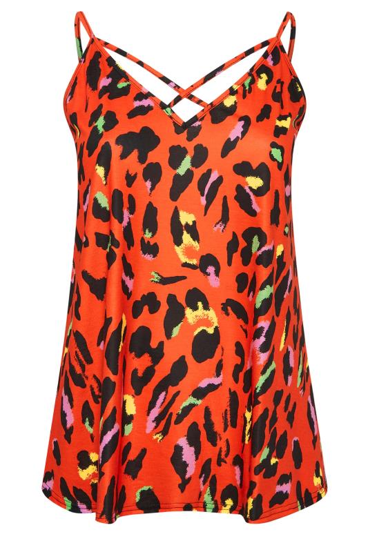 LIMITED COLLECTION Plus Size Red Leopard Print Strappy Cami Top | Yours Clothing 6