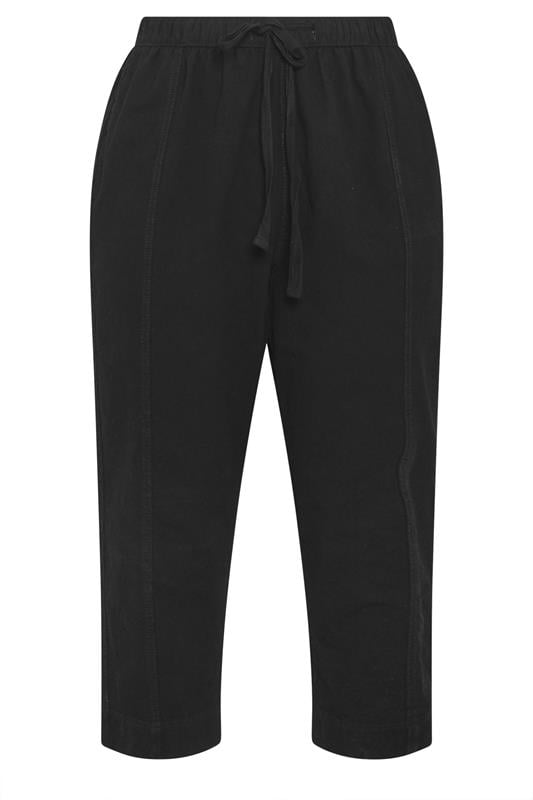 YOURS Plus Size Black  Cool Cotton Barrel Leg Trousers | Yours Clothing 5