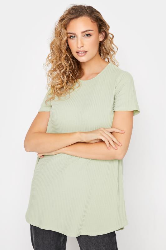 Tall Women's LTS Sage Green Ribbed Swing Top | Long Tall Sally 1