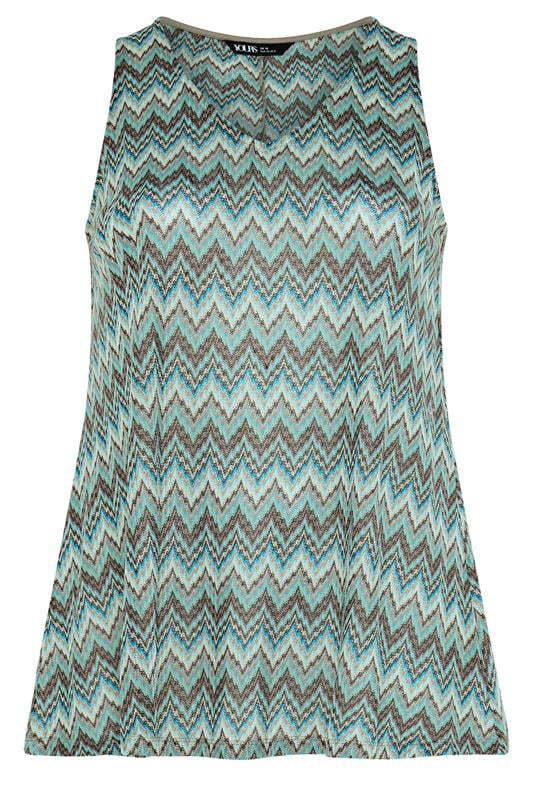 YOURS Plus Size Blue Zig Zag Vest Top | Yours Clothing 5