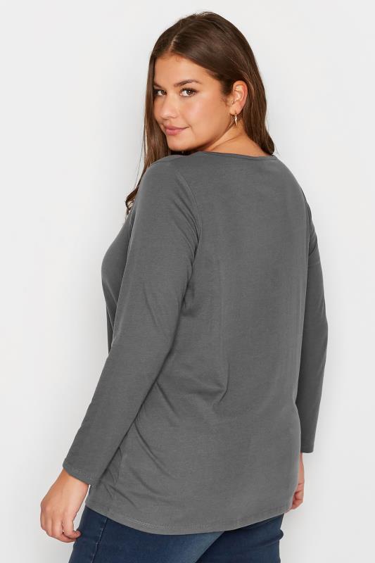 Plus Size Grey Long Sleeve T-Shirt | Yours Clothing  4
