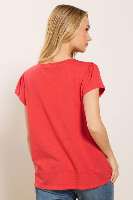 M&Co Orange Embroidered Cotton Notch Neck Top | M&Co 2