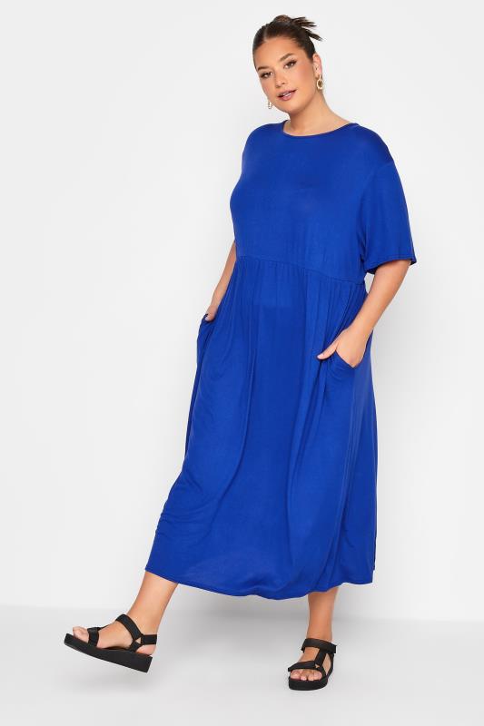 Großen Größen  LIMITED COLLECTION Curve Cobalt Blue Throw On Maxi Dress