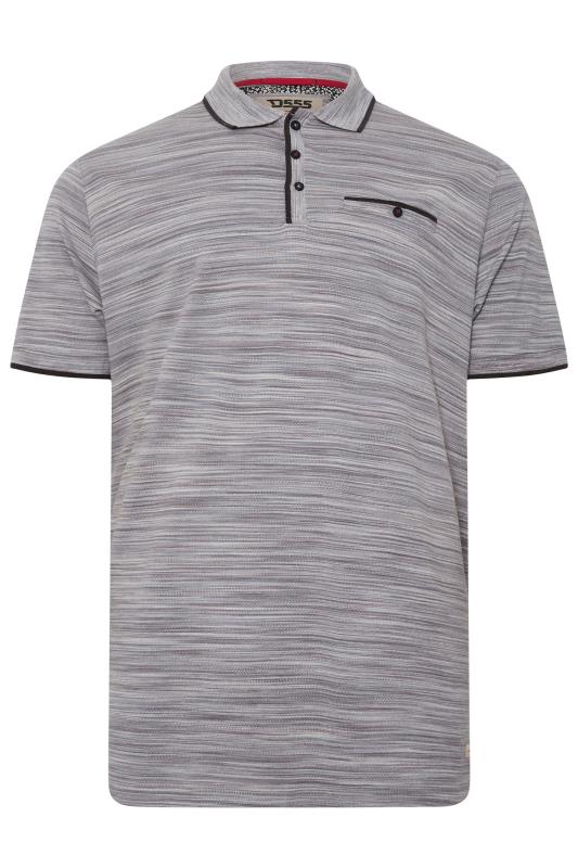 D555 Big & Tall Grey Marl Contrast Trim Polo Shirt | BadRhino 3