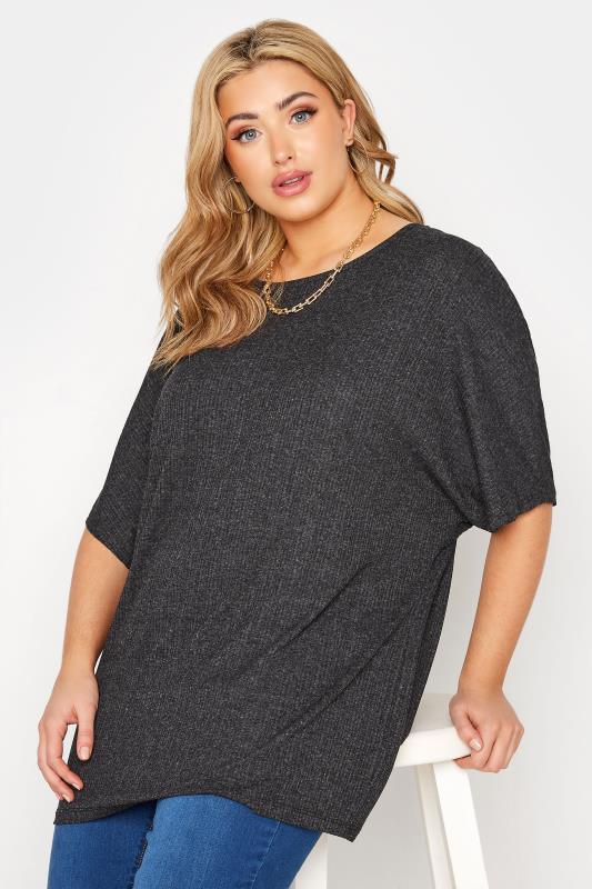 Curve Charcoal Grey Ribbed Swing Top 2