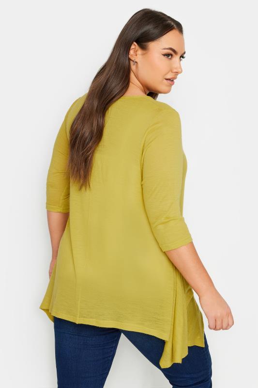 YOURS Plus Size Yellow Hanky Hem Pocket Top | Yours Clothing 3