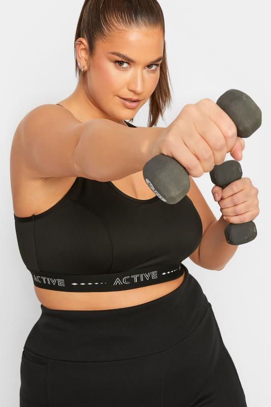 YOURS ACTIVE Plus Size Black Sports Bra | Yours Clothing  5