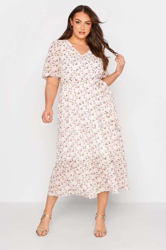 YOURS LONDON Plus Size White Ditsy Smock Maxi Dress | Yours Clothing  2