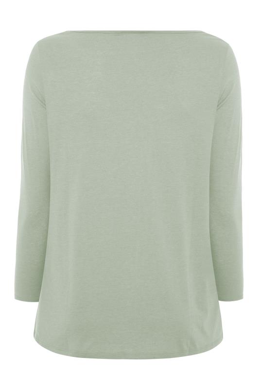 Sage Green Long Sleeve T-Shirt | Yours Clothing
