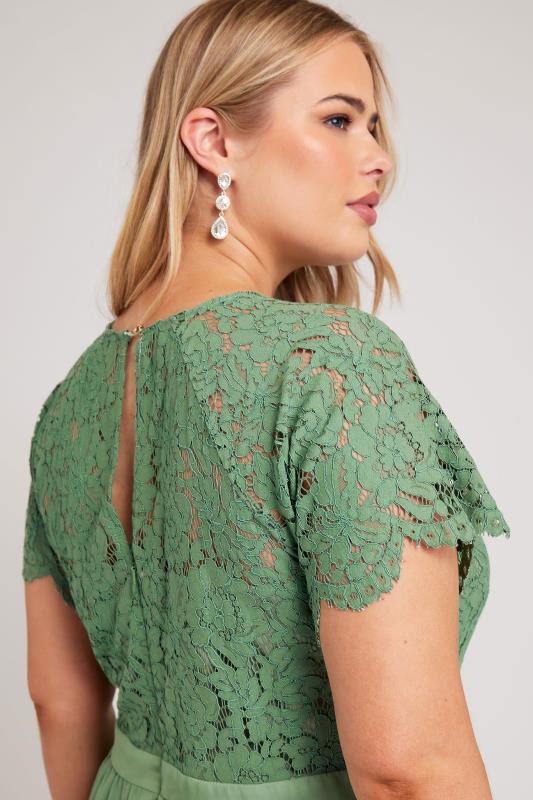 YOURS LONDON Plus Size Green Lace Sweetheart Midi Dress | Yours Clothing 3