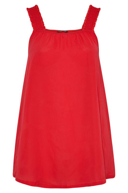 LIMITED COLLECTION Curve Red Shirred Strap Vest Top 6