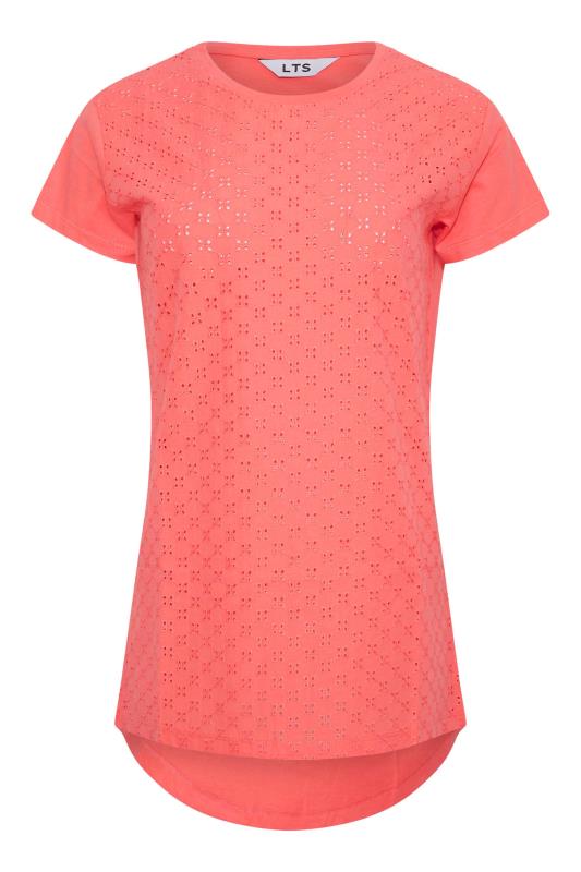 LTS Tall Coral Pink Broderie Anglaise T-Shirt 6