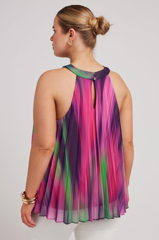 YOURS LONDON Plus Size Pink Abstract Print Halter Neck Top | Yours Clothing 3