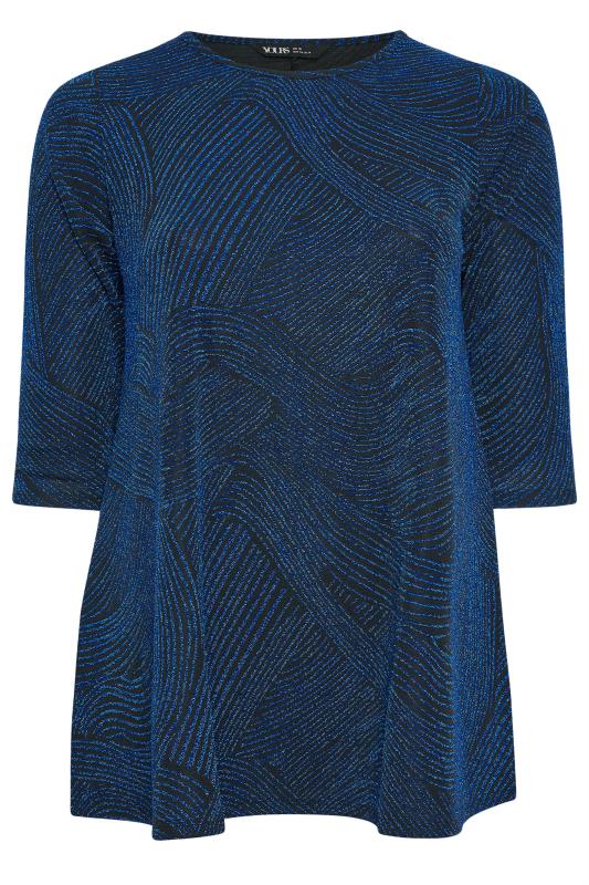 YOURS Plus Size Black & Blue Swirl Print Swing Top | Yours Clothing 6