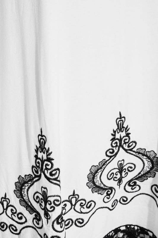Curve White Embroidered Hem Vest Top 4