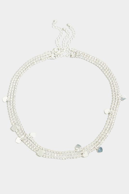 3 PACK Silver Diamante Heart Necklaces 1